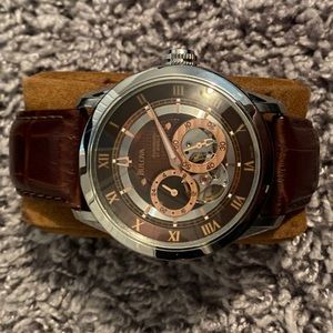 Bulova Automatic Watch with Brown Leather Strap